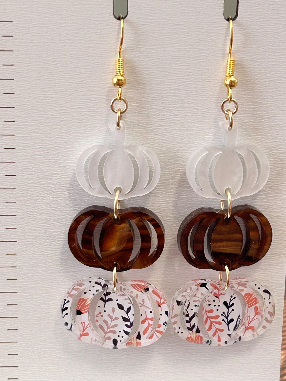 Stacked Pumpkin Dangle Earrings-Hypoallergenic and Nickel Free|3716