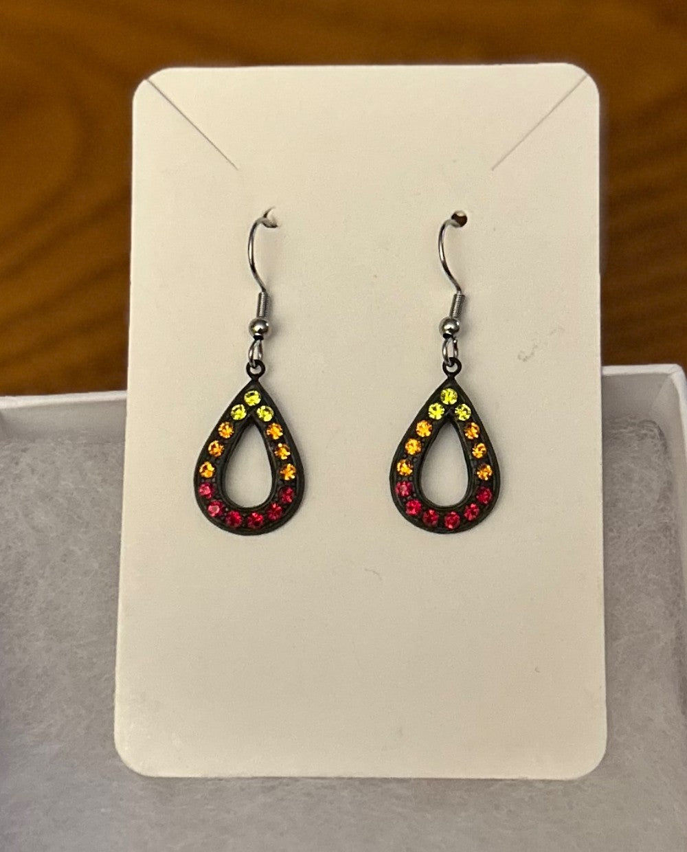 Black Teardrops and Fall Colors Earrings ~ Hypoallergenic and Nickel Free|951