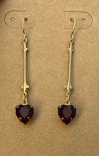 Dark Amethyst Heart Bar Earrings ~ Vintage Inspired|930