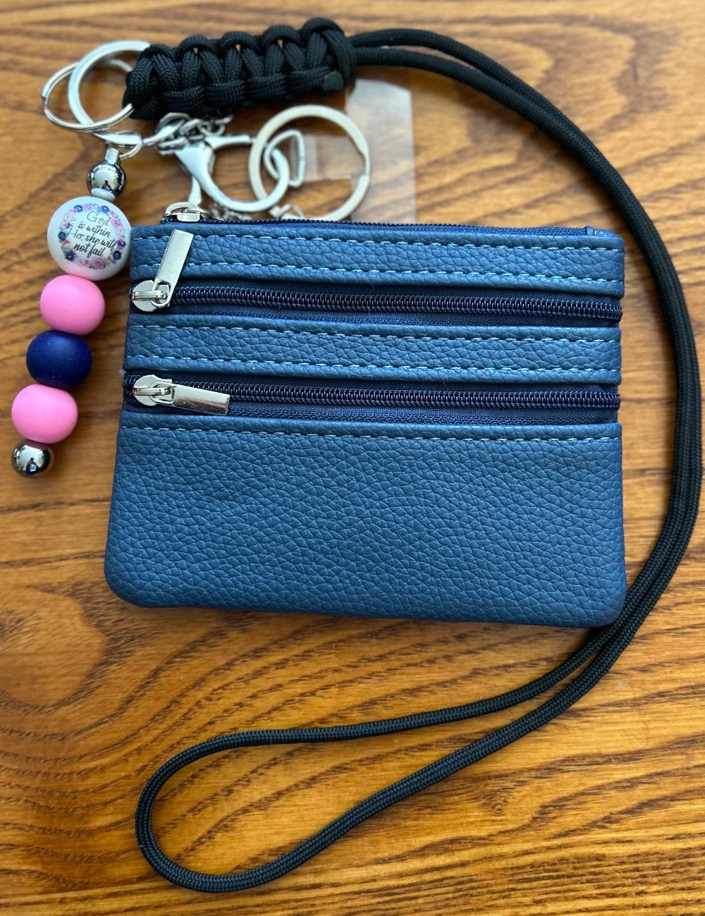 Jack of All Trades Lanyard ~ Black Lanyard ~ Black Mini Wallet~ “God Is Within Her She Will Not Fail” Keychain ~ Phone Case Tab|1306