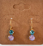 Petite Double Drop Dangle Earrings- Chose Your Favorite-Purple, Green, or Burgundy-Hypoallergenic and Nickel Free|3257