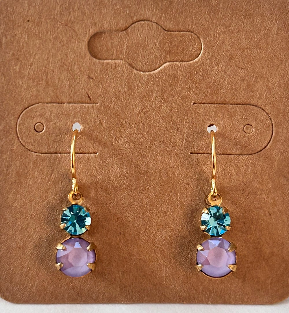 Petite Double Drop Dangle Earrings- Chose Your Favorite-Purple, Green, or Burgundy-Hypoallergenic and Nickel Free|3257