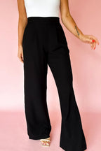Black Pleated Wide Leg Pants|2118