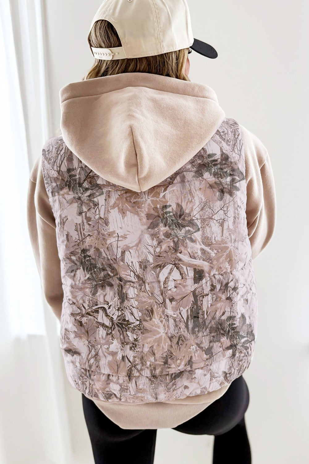 Leaf Print Puffer Vest|1774